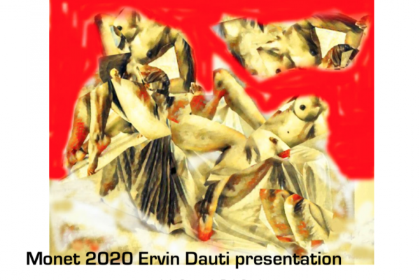 The artist has been inspired by the Albanian traditional dance and folk costumes. The painting is a representation of an unfamiliar situation. The interactive movement shows the independence of spirit to explore new roles and ideas. 